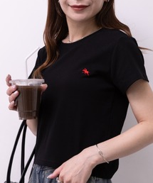 POLOCHAMPS(ポロチャンプス)/無地 ワンポイント刺繍 クロップド丈 短丈 クルーネック/カラー刺繍Tシャツ