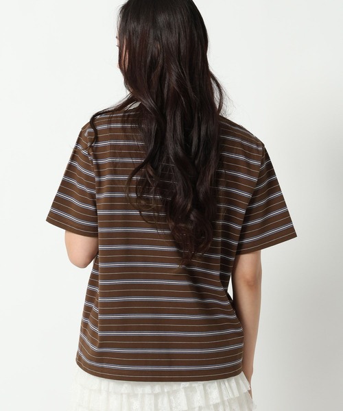 ALAND（エーランド）の「【UNISEX】ALAND／Aロゴボーダー半袖ポロT（Tシャツ/カットソー・レディース・ネイビー/ブラック/ブラウン・LARGE/SMALL）」の12枚目の写真