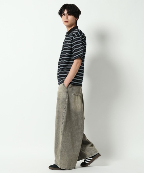 ALAND（エーランド）の「【UNISEX】ALAND／Aロゴボーダー半袖ポロT（Tシャツ/カットソー・レディース・ネイビー/ブラック/ブラウン・LARGE/SMALL）」の14枚目の写真