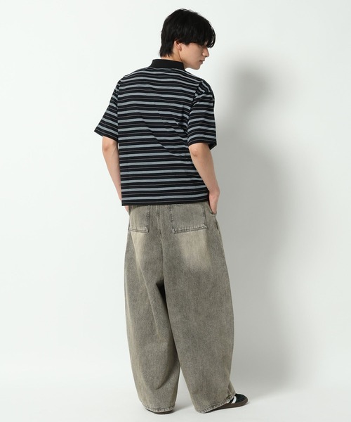 ALAND（エーランド）の「【UNISEX】ALAND／Aロゴボーダー半袖ポロT（Tシャツ/カットソー・レディース・ネイビー/ブラック/ブラウン・LARGE/SMALL）」の15枚目の写真