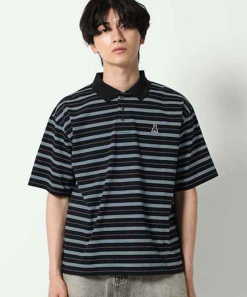 ALAND（エーランド）の「【UNISEX】ALAND／Aロゴボーダー半袖ポロT（Tシャツ/カットソー・レディース・ネイビー/ブラック/ブラウン・LARGE/SMALL）」の16枚目の写真
