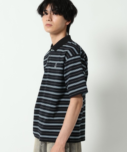 ALAND（エーランド）の「【UNISEX】ALAND／Aロゴボーダー半袖ポロT（Tシャツ/カットソー・レディース・ネイビー/ブラック/ブラウン・LARGE/SMALL）」の17枚目の写真