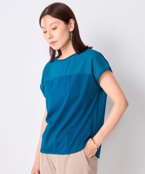 GALLORIA（ギャローリア）の「【接触冷感・UVカット】ヨーク切替プルオーバー（Tシャツ/カットソー・レディース・ブラウン/ホワイト/ブルー/ブラック/ボルドー・M/L/LL/S）」の4枚目の写真