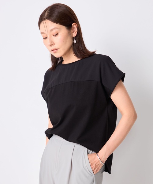 GALLORIA（ギャローリア）の「【接触冷感・UVカット】ヨーク切替プルオーバー（Tシャツ/カットソー・レディース・ブラウン/ホワイト/ブルー/ブラック/ボルドー・M/L/LL/S）」の2枚目の写真