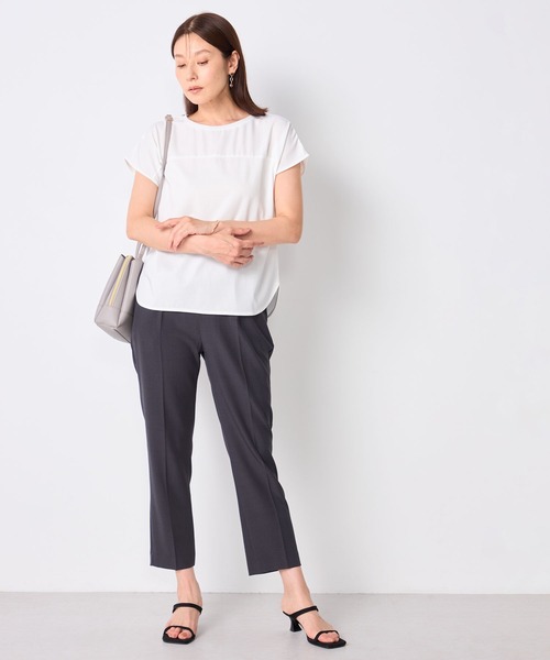 GALLORIA（ギャローリア）の「【接触冷感・UVカット】ヨーク切替プルオーバー（Tシャツ/カットソー・レディース・ブラウン/ホワイト/ブルー/ブラック/ボルドー・M/L/LL/S）」の6枚目の写真
