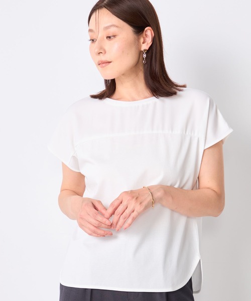 GALLORIA（ギャローリア）の「【接触冷感・UVカット】ヨーク切替プルオーバー（Tシャツ/カットソー・レディース・ブラウン/ホワイト/ブルー/ブラック/ボルドー・M/L/LL/S）」の7枚目の写真