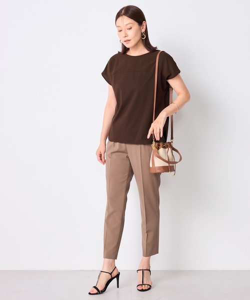 GALLORIA（ギャローリア）の「【接触冷感・UVカット】ヨーク切替プルオーバー（Tシャツ/カットソー・レディース・ブラウン/ホワイト/ブルー/ブラック/ボルドー・M/L/LL/S）」の14枚目の写真