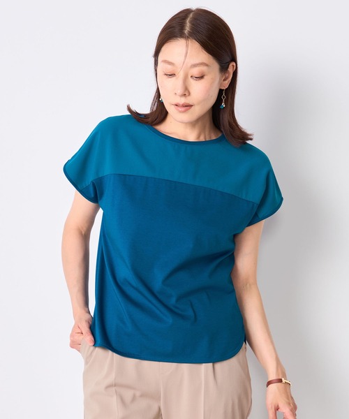GALLORIA（ギャローリア）の「【接触冷感・UVカット】ヨーク切替プルオーバー（Tシャツ/カットソー・レディース・ブラウン/ホワイト/ブルー/ブラック/ボルドー・M/L/LL/S）」の19枚目の写真