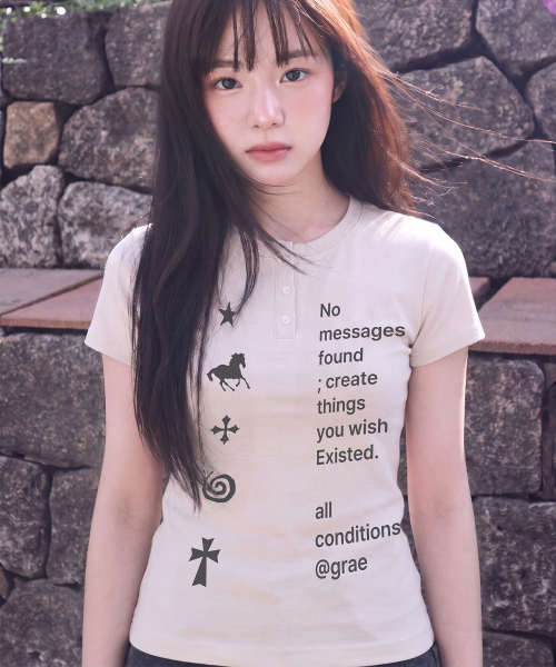 GRAVER（グレーバー）の「[ユニセックス]NO GRAE ヘンリーネック半袖Tシャツ_2カラー（Tシャツ/カットソー・レディース・ベージュ/チャコール・M/L）」の4枚目の写真
