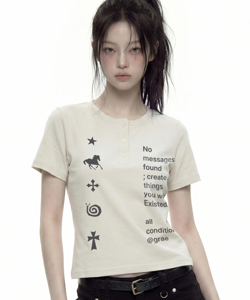 GRAVER（グレーバー）の「[ユニセックス]NO GRAE ヘンリーネック半袖Tシャツ_2カラー（Tシャツ/カットソー・レディース・ベージュ/チャコール・M/L）」の9枚目の写真