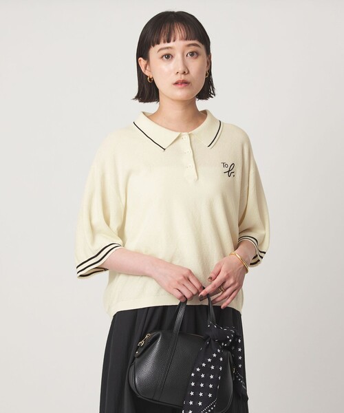 To b. by agnes b.（トゥービーバイアニエスベー）の「＜To b. by agnes b.コラボ＞ポロニット（ニット/セーター・レディース・ブラック/オフホワイト・FREE）」の15枚目の写真