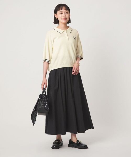 To b. by agnes b.（トゥービーバイアニエスベー）の「＜To b. by agnes b.コラボ＞ポロニット（ニット/セーター・レディース・ブラック/オフホワイト・FREE）」の4枚目の写真