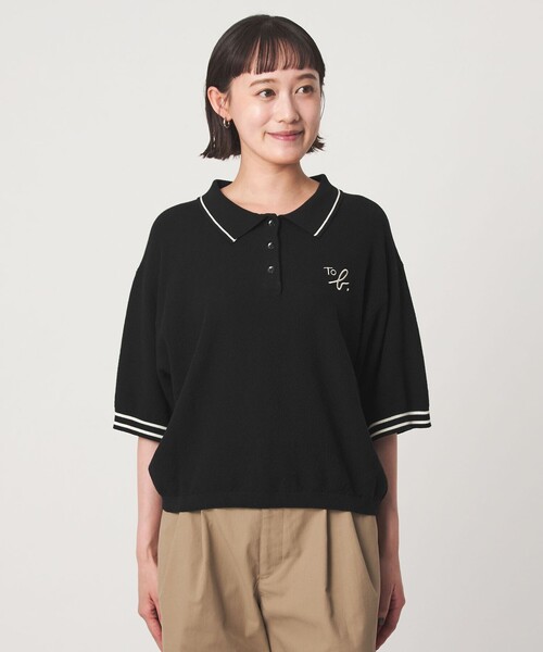 To b. by agnes b.（トゥービーバイアニエスベー）の「＜To b. by agnes b.コラボ＞ポロニット（ニット/セーター・レディース・ブラック/オフホワイト・FREE）」の5枚目の写真