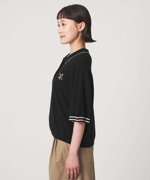 To b. by agnes b.（トゥービーバイアニエスベー）の「＜To b. by agnes b.コラボ＞ポロニット（ニット/セーター・レディース・ブラック/オフホワイト・FREE）」の6枚目の写真