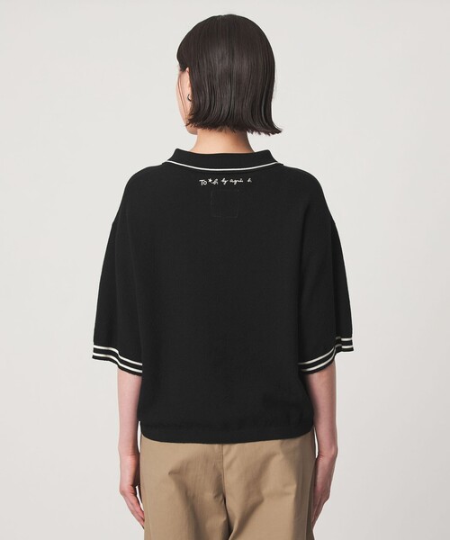 To b. by agnes b.（トゥービーバイアニエスベー）の「＜To b. by agnes b.コラボ＞ポロニット（ニット/セーター・レディース・ブラック/オフホワイト・FREE）」の7枚目の写真