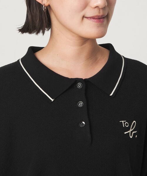 To b. by agnes b.（トゥービーバイアニエスベー）の「＜To b. by agnes b.コラボ＞ポロニット（ニット/セーター・レディース・ブラック/オフホワイト・FREE）」の8枚目の写真