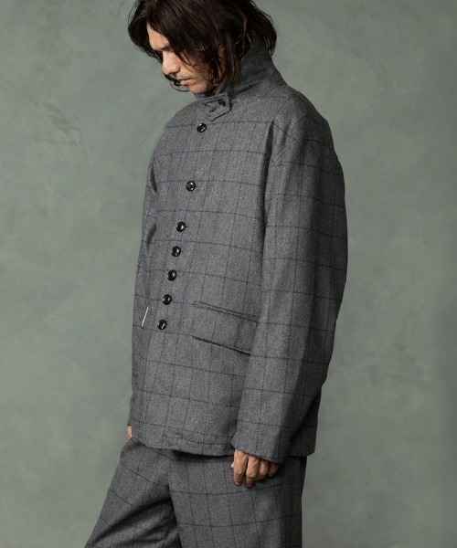 EGO TRIPPING(エゴトリッピング)の「mj11746-PEAK JACKET windowpane ウールジャケット(616758)(テーラードジャケット・メンズ・グレー系その他/ネイビー系・46/48)」の1枚目の写真