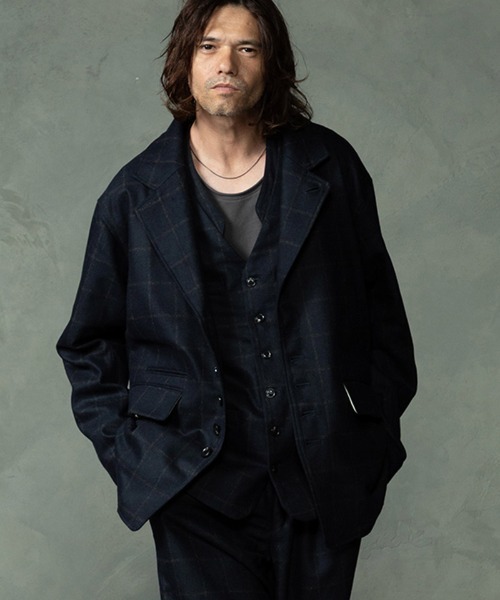 EGO TRIPPING(エゴトリッピング)の「mj11746-PEAK JACKET windowpane ウールジャケット(616758)(テーラードジャケット・メンズ・グレー系その他/ネイビー系・46/48)」の18枚目の写真