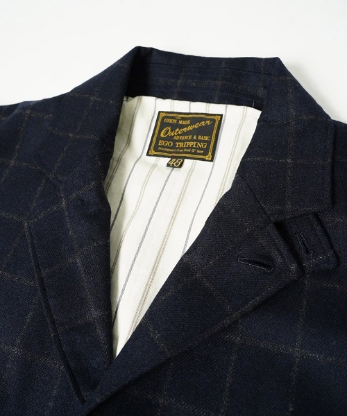 EGO TRIPPING(エゴトリッピング)の「mj11746-PEAK JACKET windowpane ウールジャケット(616758)(テーラードジャケット・メンズ・グレー系その他/ネイビー系・46/48)」の6枚目の写真