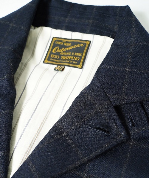 EGO TRIPPING(エゴトリッピング)の「mj11746-PEAK JACKET windowpane ウールジャケット(616758)(テーラードジャケット・メンズ・グレー系その他/ネイビー系・46/48)」の7枚目の写真