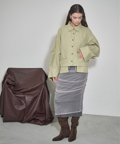 THE YOn(ザヨン)の「ポケットデザインタックスリーブクロップドシャツ(シャツ/ブラウス・レディース・グレイッシュベージュ/アッシュブラウン/チャコールグレー/セージグリーン・FREE)」の7枚目の写真