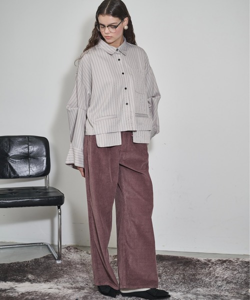 THE YOn(ザヨン)の「ポケットデザインタックスリーブクロップドシャツ(シャツ/ブラウス・レディース・グレイッシュベージュ/アッシュブラウン/チャコールグレー/セージグリーン・FREE)」の19枚目の写真