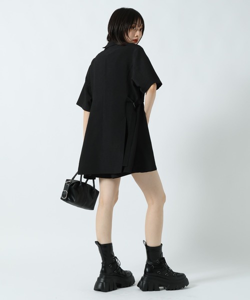 PAGEBOY(ページボーイ)の「ドラバスウエストベルトショートスリーブジャケット【接触冷感/汗じみ防止/セットアップ対応】(テーラードジャケット・レディース・チャコールグレー/ブラック・FREE)」の8枚目の写真