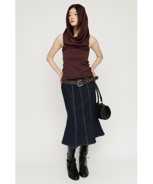 SLY(スライ)の「TULIP SHAPE DENIM M/SK チューリップシェイプデニムミディスカート 秋服 冬服(スカート・レディース・ネイビー・1/2)」の3枚目の写真