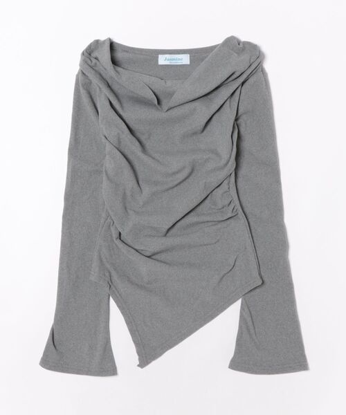 Jasmine Grandiflorum(ジャスミングランディフローラム)の「【Jasmine】ドレープオフショルダートップス(Tシャツ/カットソー・レディース・ベージュ/グレー・FREE)」の7枚目の写真