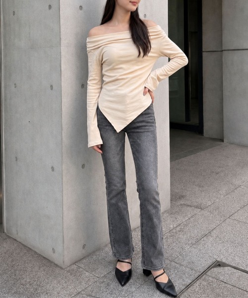 Jasmine Grandiflorum(ジャスミングランディフローラム)の「【Jasmine】ドレープオフショルダートップス(Tシャツ/カットソー・レディース・ベージュ/グレー・FREE)」の17枚目の写真