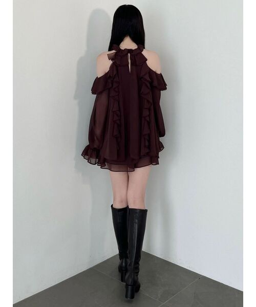 MERCURYDUO(マーキュリーデュオ)の「ラッフルチュニックフレアショーツセットアップ(ワンピース・レディース・オフホワイト/ブラウン/ブラック・FREE)」の10枚目の写真