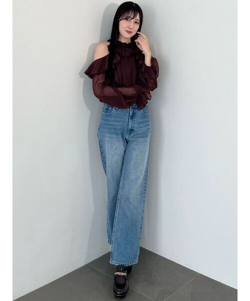 MERCURYDUO(マーキュリーデュオ)の「ラッフルチュニックフレアショーツセットアップ(ワンピース・レディース・オフホワイト/ブラウン/ブラック・FREE)」の20枚目の写真