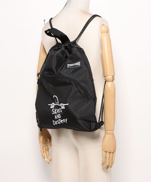 THRASHER（スラッシャー）の「★THRASHER★Knapsack（バックパック/リュック・メンズ・ブラック×ホワイト・FREE）」の6枚目の写真
