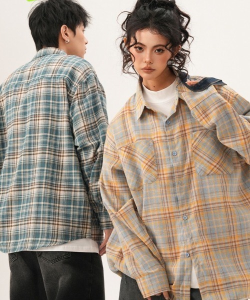 SHERU(シェル)の「ビッグシルエット レトロアソート チェックネルシャツ(シャツ/ブラウス・レディース・イエロー/ブルー/レッド・M)」の14枚目の写真