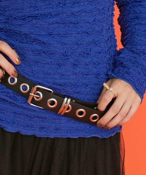 manana suerte(マニャーナスエルテ)の「フリルシアートップス(Tシャツ/カットソー・レディース・ブルー/ブラック・FREE)」の10枚目の写真