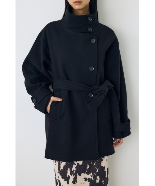 AZUL by moussy(アズールバイマウジー)の「【蓄熱効果】あったかい♪B-HEAT スタンドカラーミドルコート 秋服 冬服 スタンドネック ハイネック 機能性素材 防寒(ステンカラーコート・レディース・チャコールグレー/ブラック/ベージュ・MEDIUM/SMALL)」の1枚目の写真