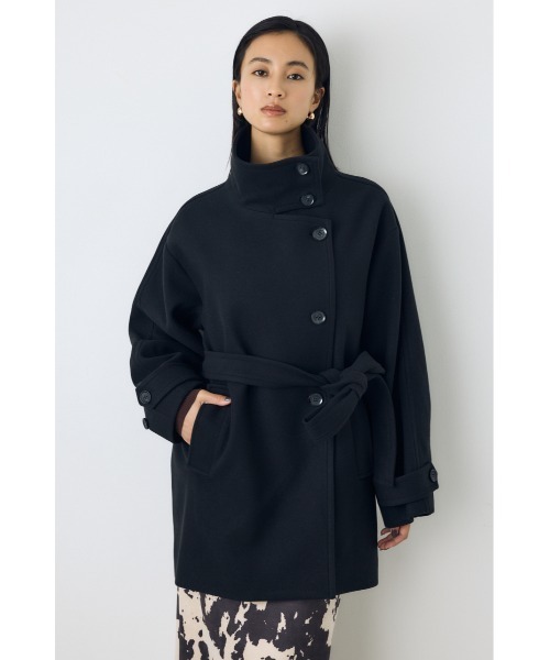 AZUL by moussy(アズールバイマウジー)の「【蓄熱効果】あったかい♪B-HEAT スタンドカラーミドルコート 秋服 冬服 スタンドネック ハイネック 機能性素材 防寒(ステンカラーコート・レディース・チャコールグレー/ブラック/ベージュ・MEDIUM/SMALL)」の18枚目の写真