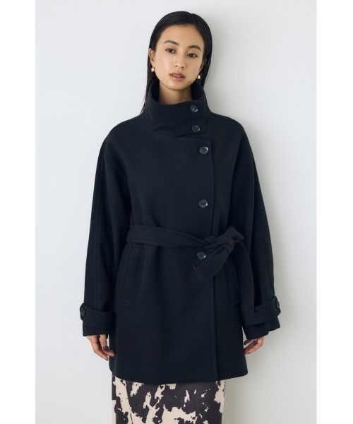 AZUL by moussy(アズールバイマウジー)の「【蓄熱効果】あったかい♪B-HEAT スタンドカラーミドルコート 秋服 冬服 スタンドネック ハイネック 機能性素材 防寒(ステンカラーコート・レディース・チャコールグレー/ブラック/ベージュ・MEDIUM/SMALL)」の19枚目の写真