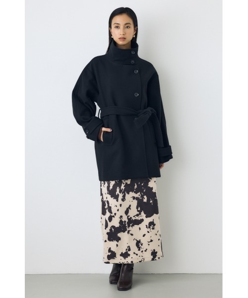 AZUL by moussy(アズールバイマウジー)の「【蓄熱効果】あったかい♪B-HEAT スタンドカラーミドルコート 秋服 冬服 スタンドネック ハイネック 機能性素材 防寒(ステンカラーコート・レディース・チャコールグレー/ブラック/ベージュ・MEDIUM/SMALL)」の7枚目の写真