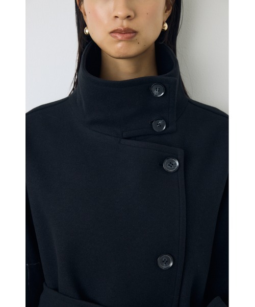 AZUL by moussy(アズールバイマウジー)の「【蓄熱効果】あったかい♪B-HEAT スタンドカラーミドルコート 秋服 冬服 スタンドネック ハイネック 機能性素材 防寒(ステンカラーコート・レディース・チャコールグレー/ブラック/ベージュ・MEDIUM/SMALL)」の8枚目の写真