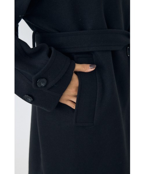 AZUL by moussy(アズールバイマウジー)の「【蓄熱効果】あったかい♪B-HEAT スタンドカラーミドルコート 秋服 冬服 スタンドネック ハイネック 機能性素材 防寒(ステンカラーコート・レディース・チャコールグレー/ブラック/ベージュ・MEDIUM/SMALL)」の12枚目の写真