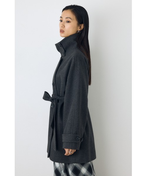 AZUL by moussy(アズールバイマウジー)の「【蓄熱効果】あったかい♪B-HEAT スタンドカラーミドルコート 秋服 冬服 スタンドネック ハイネック 機能性素材 防寒(ステンカラーコート・レディース・チャコールグレー/ブラック/ベージュ・MEDIUM/SMALL)」の17枚目の写真