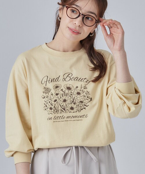 SHOO・LA・RUE(シューラルー)の「【S-LL】デイリー使いに 選べる6柄プリントロンT(Tシャツ/カットソー・レディース・ベージュ系その他5/ホワイト/ダークブラウン/ライトイエロー系5/ホワイト系3/ホワイト系7/ブラック系2/ライトグレー系3/グレー系6/グレー系8/ピンク系その他/ブルーグリーン・01/02/03/04)」の11枚目の写真