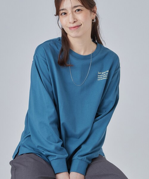 SHOO・LA・RUE(シューラルー)の「【S-LL】デイリー使いに 選べる6柄プリントロンT(Tシャツ/カットソー・レディース・ベージュ系その他5/ホワイト/ダークブラウン/ライトイエロー系5/ホワイト系3/ホワイト系7/ブラック系2/ライトグレー系3/グレー系6/グレー系8/ピンク系その他/ブルーグリーン・01/02/03/04)」の10枚目の写真