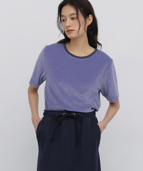 human woman(ヒューマンウーマン)の「【ウォッシャブル】ベロアボーダーTシャツ(Tシャツ/カットソー・レディース・ブルー系その他3/ダークインディゴブルー・MEDIUM)」の10枚目の写真