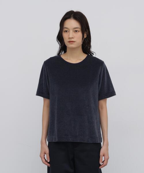human woman(ヒューマンウーマン)の「【ウォッシャブル】ベロアボーダーTシャツ(Tシャツ/カットソー・レディース・ブルー系その他3/ダークインディゴブルー・MEDIUM)」の16枚目の写真