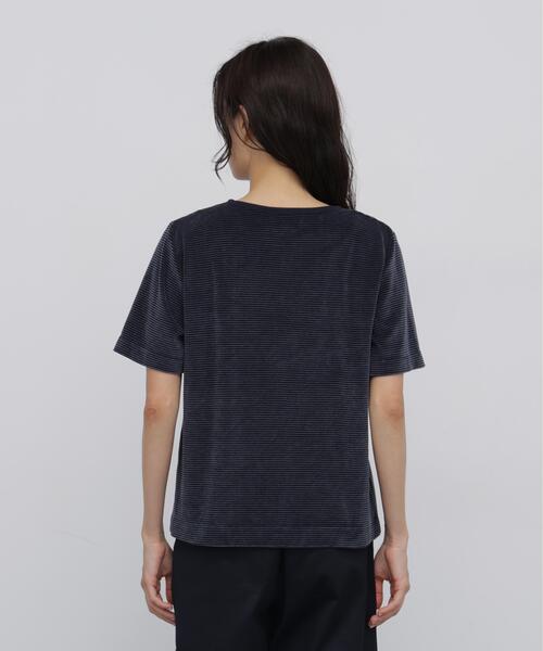 human woman(ヒューマンウーマン)の「【ウォッシャブル】ベロアボーダーTシャツ(Tシャツ/カットソー・レディース・ブルー系その他3/ダークインディゴブルー・MEDIUM)」の4枚目の写真