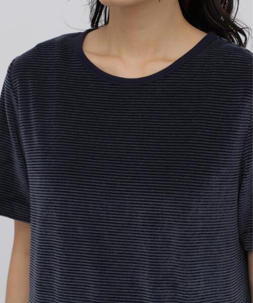 human woman(ヒューマンウーマン)の「【ウォッシャブル】ベロアボーダーTシャツ(Tシャツ/カットソー・レディース・ブルー系その他3/ダークインディゴブルー・MEDIUM)」の5枚目の写真