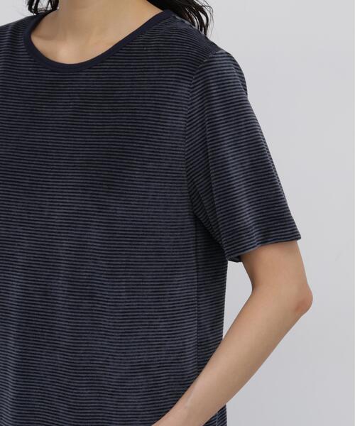 human woman(ヒューマンウーマン)の「【ウォッシャブル】ベロアボーダーTシャツ(Tシャツ/カットソー・レディース・ブルー系その他3/ダークインディゴブルー・MEDIUM)」の6枚目の写真