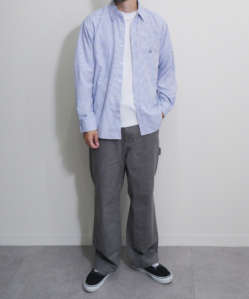 merc london(メルクロンドン)の「merc london 高密度編み ブロード生地 長袖レギュラーカラーシャツ(シャツ/ブラウス・メンズ・ブルー/ストライプ/ホワイト・LL/LARGE/MEDIUM)」の11枚目の写真